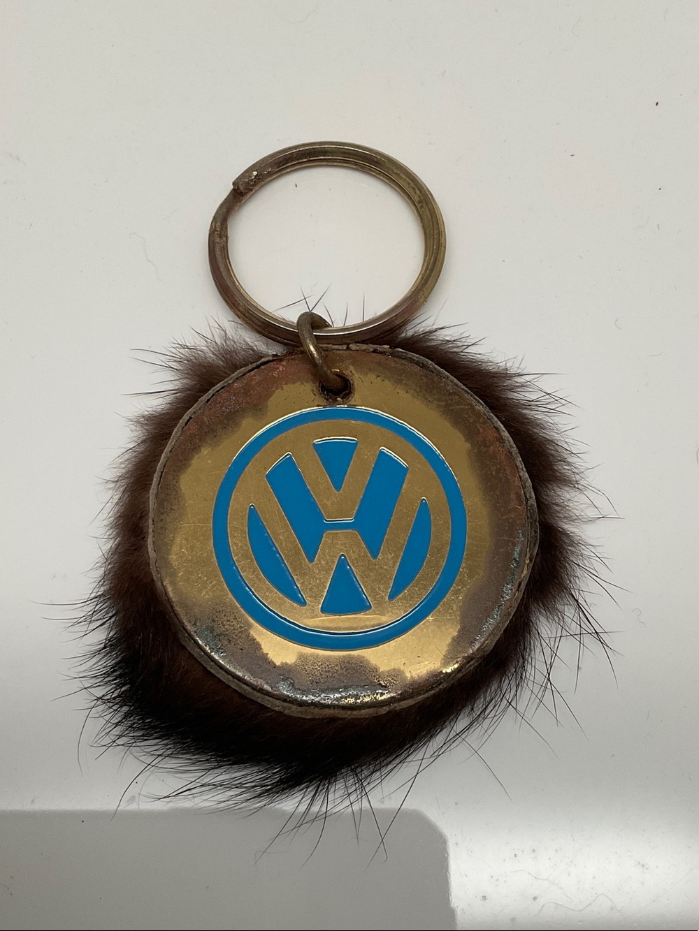 Volkswagen Keychain with real Brown Fur